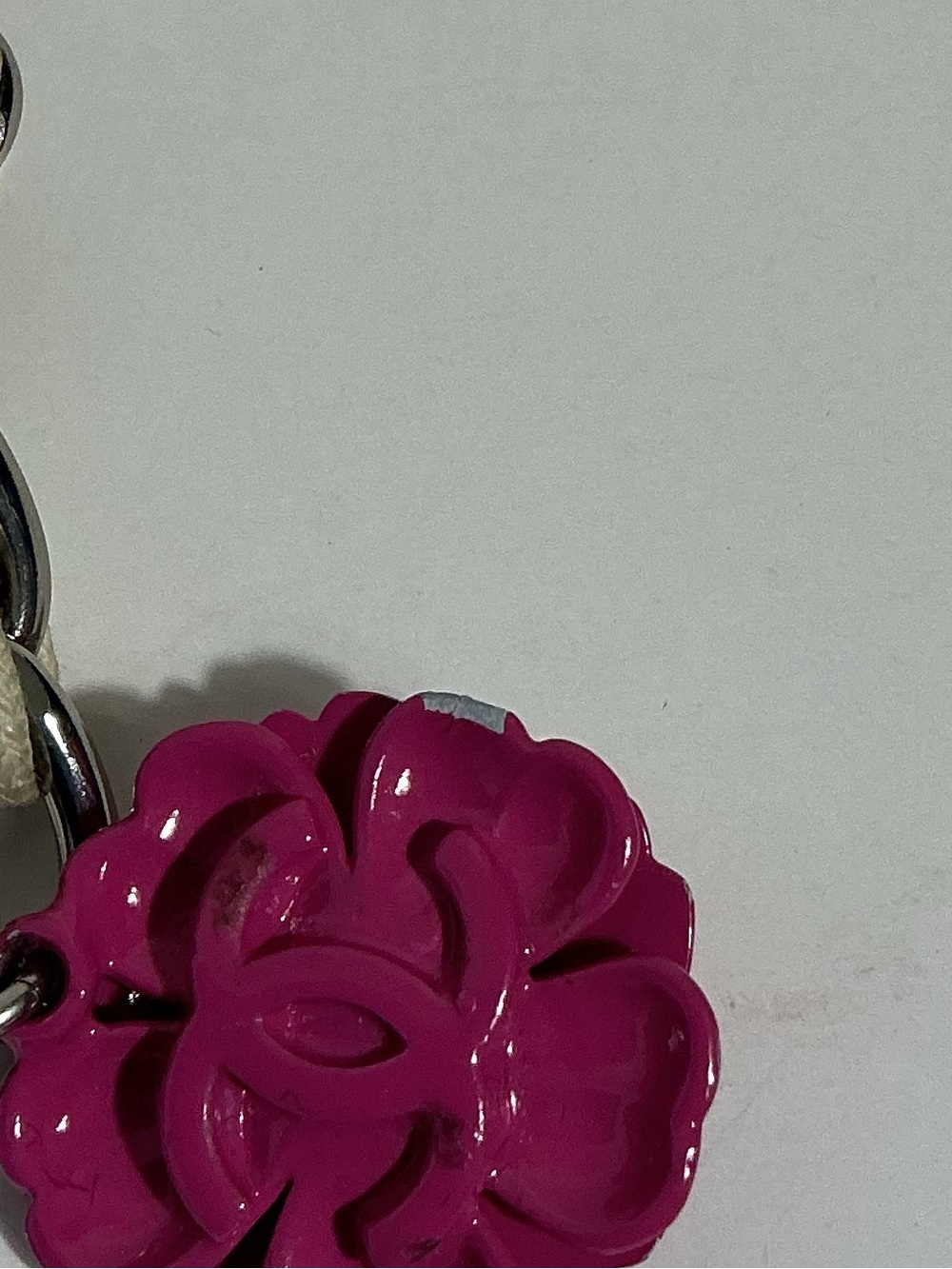 Chanel Chain Link CC Belt Pink Camellia Silver Tone 2004 Vintage - Picture 9 of 10